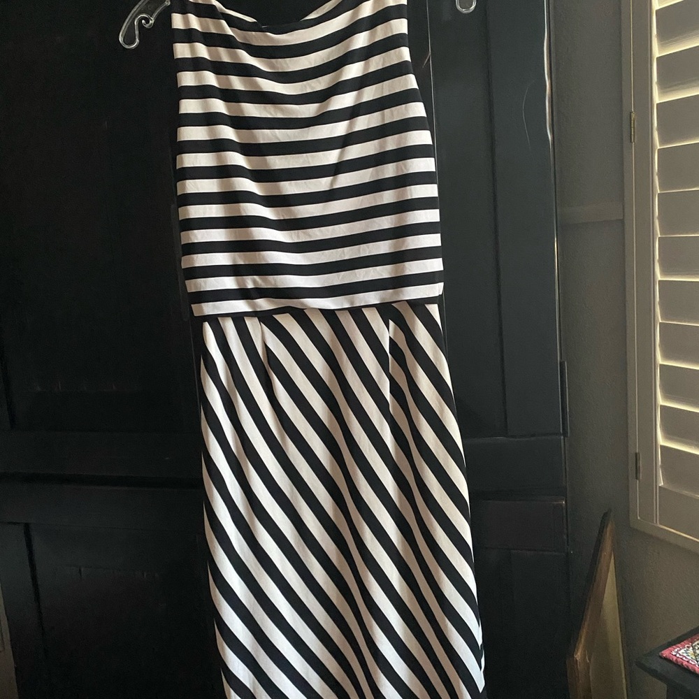 RALPH LAUREN CLASSIC BLACK & WHITE STRIPE BUSINESS CASUAL COCKTAIL DRESS SIZE 2 - Picture 2 of 7